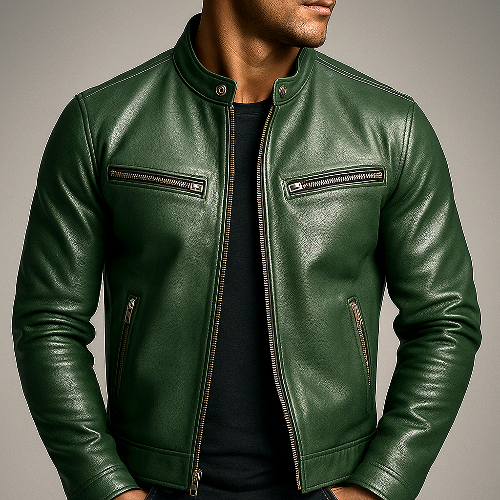 RECIO | Chaqueta vintage de cuero PU con cremallera