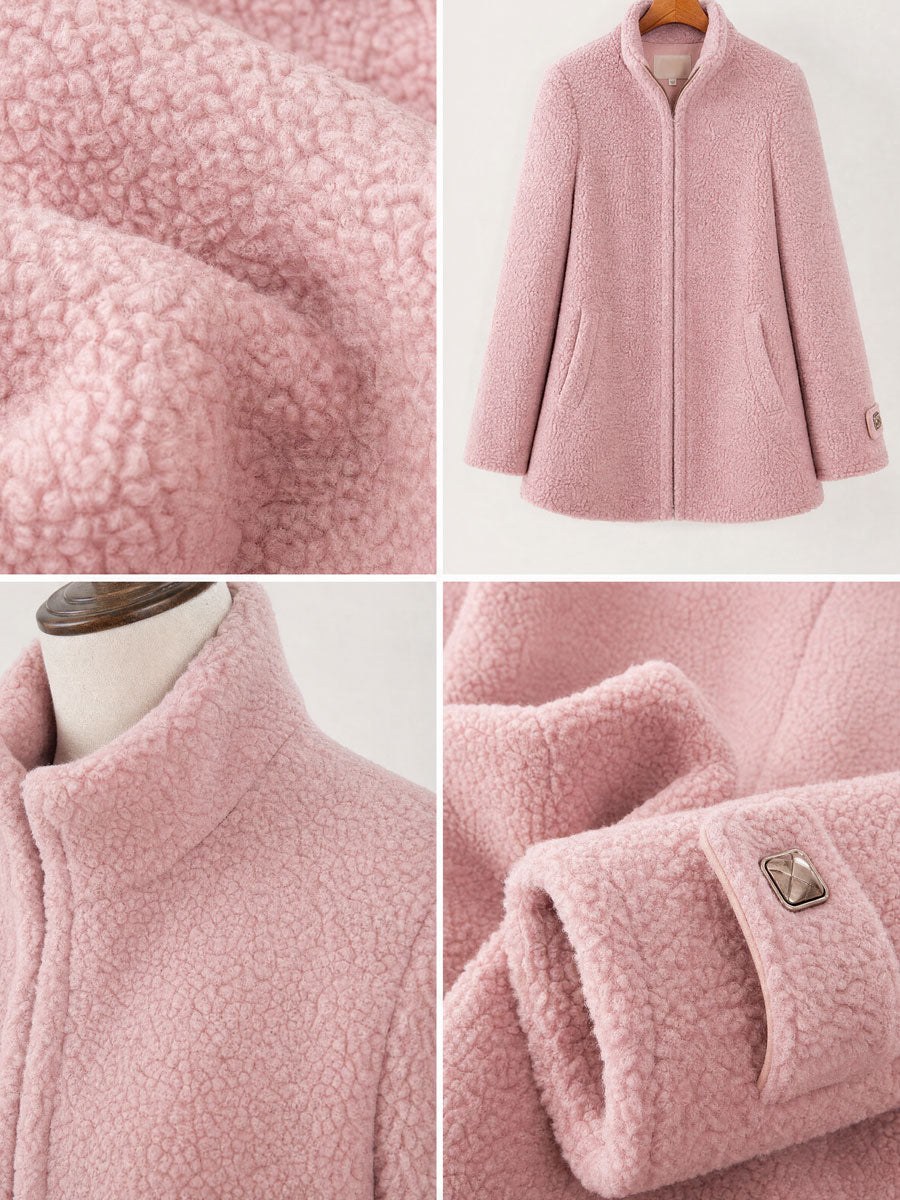 Paula | Chaqueta polar rosa vintage con cremallera