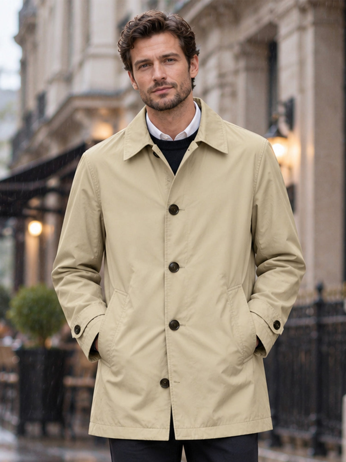 Mateo|Gabardina impermeable de media longitud para hombre