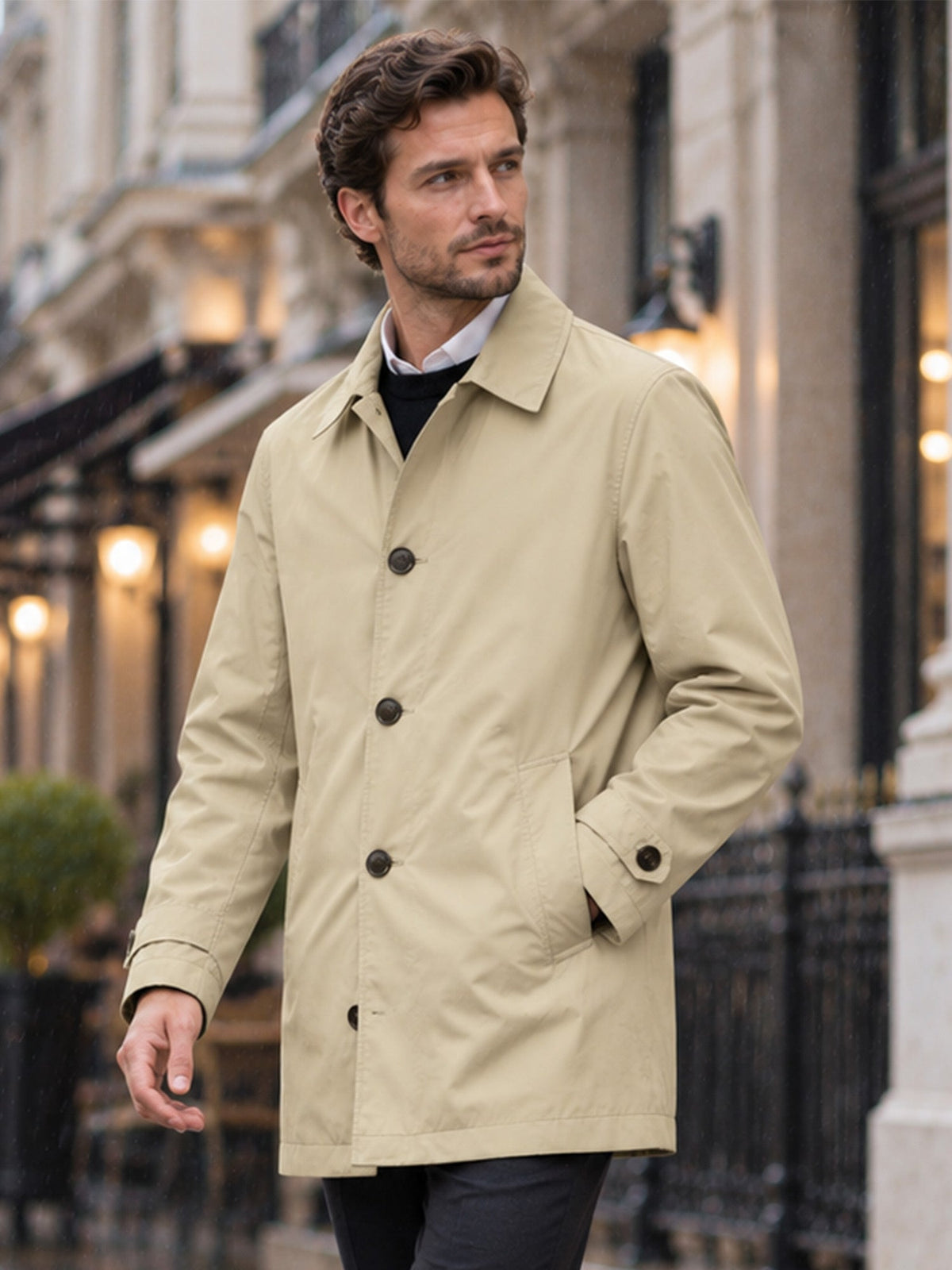 Mateo|Gabardina impermeable de media longitud para hombre