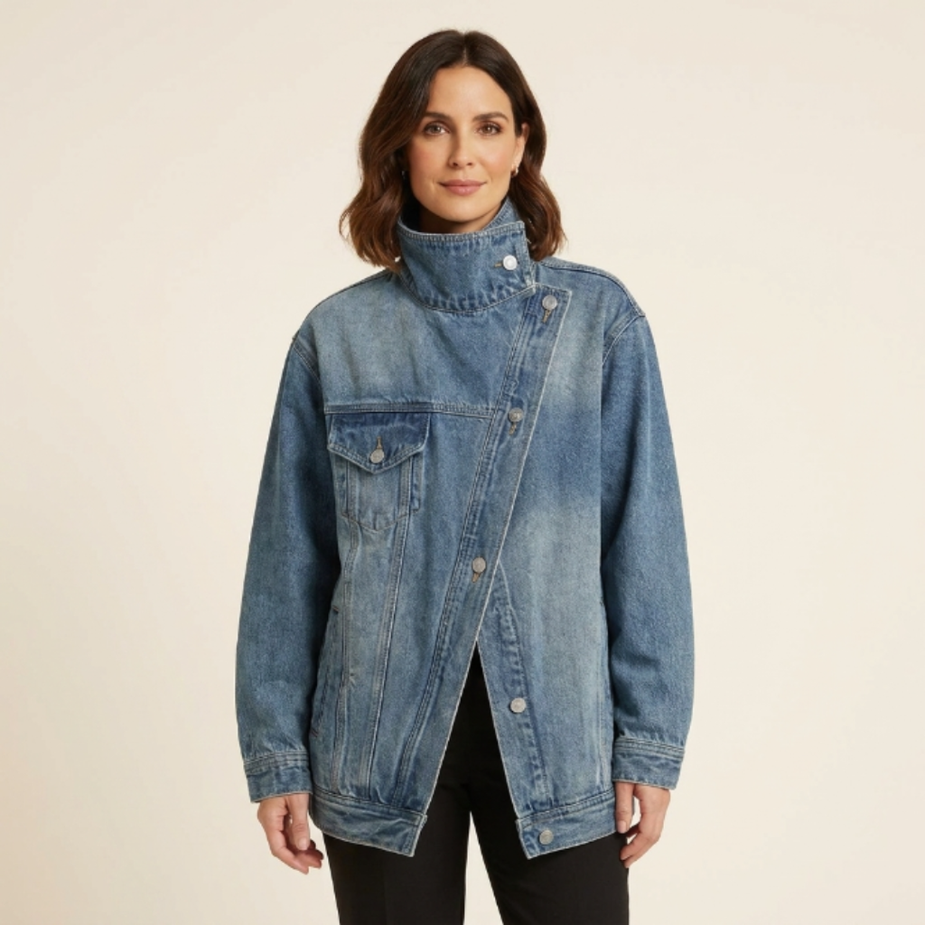Cleo - Chaqueta asimétrica urbana con botones