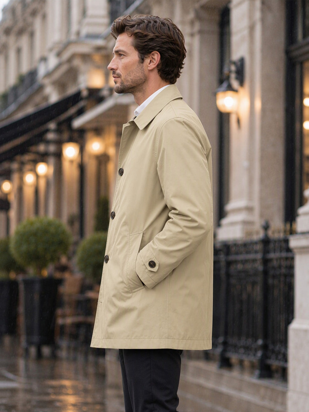 Mateo|Gabardina impermeable de media longitud para hombre