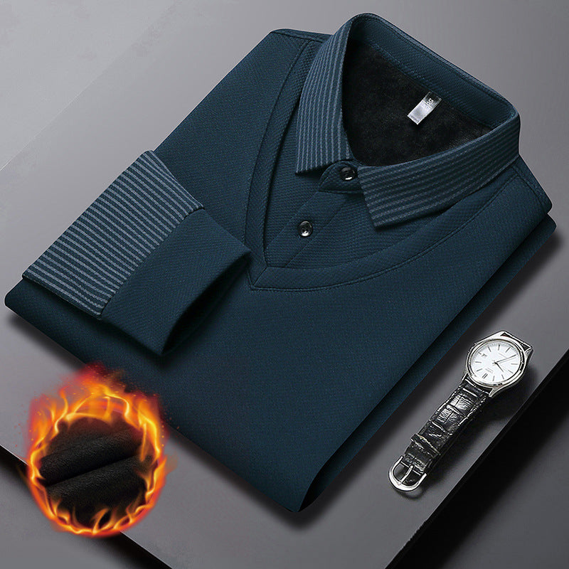 Leo | Camiseta de manga a rayas de dos piezas estilo business casual para hombre