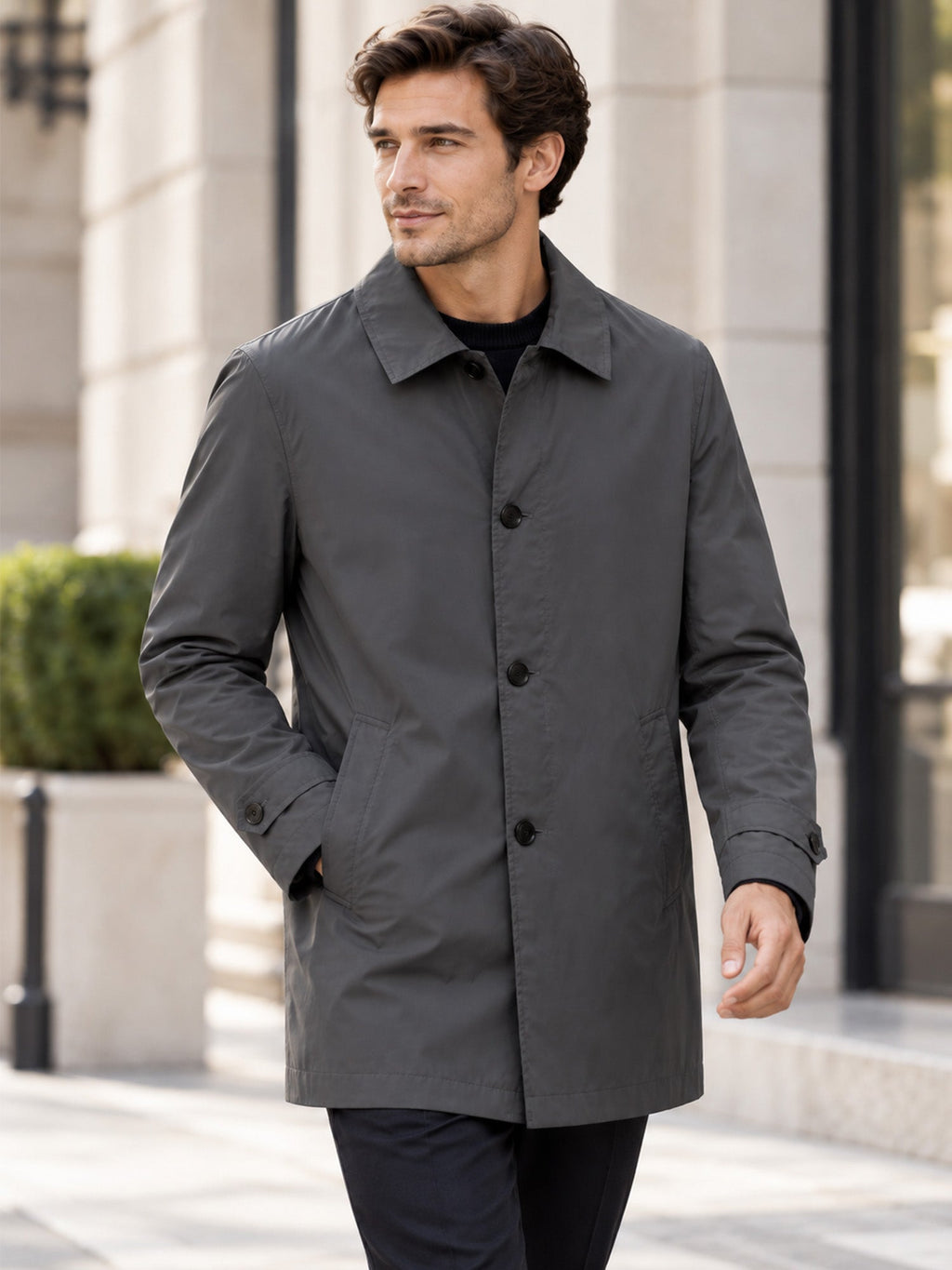 Mateo|Gabardina impermeable de media longitud para hombre