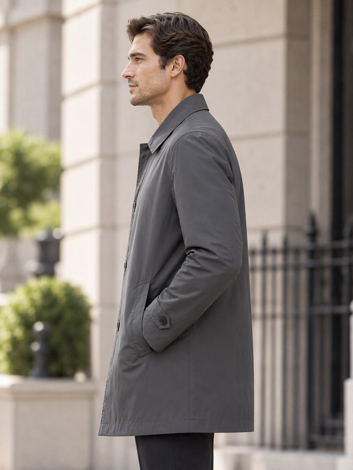 Mateo|Gabardina impermeable de media longitud para hombre