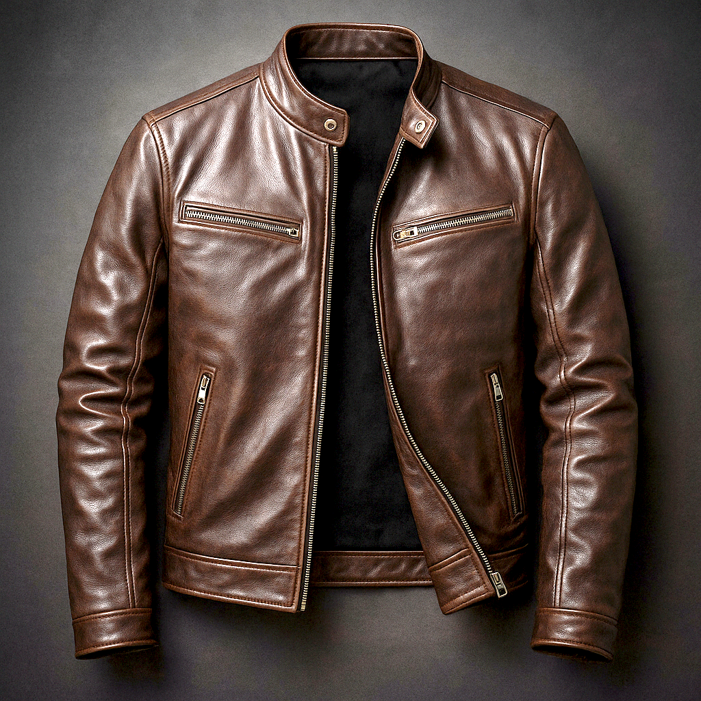 RECIO | Chaqueta vintage de cuero PU con cremallera
