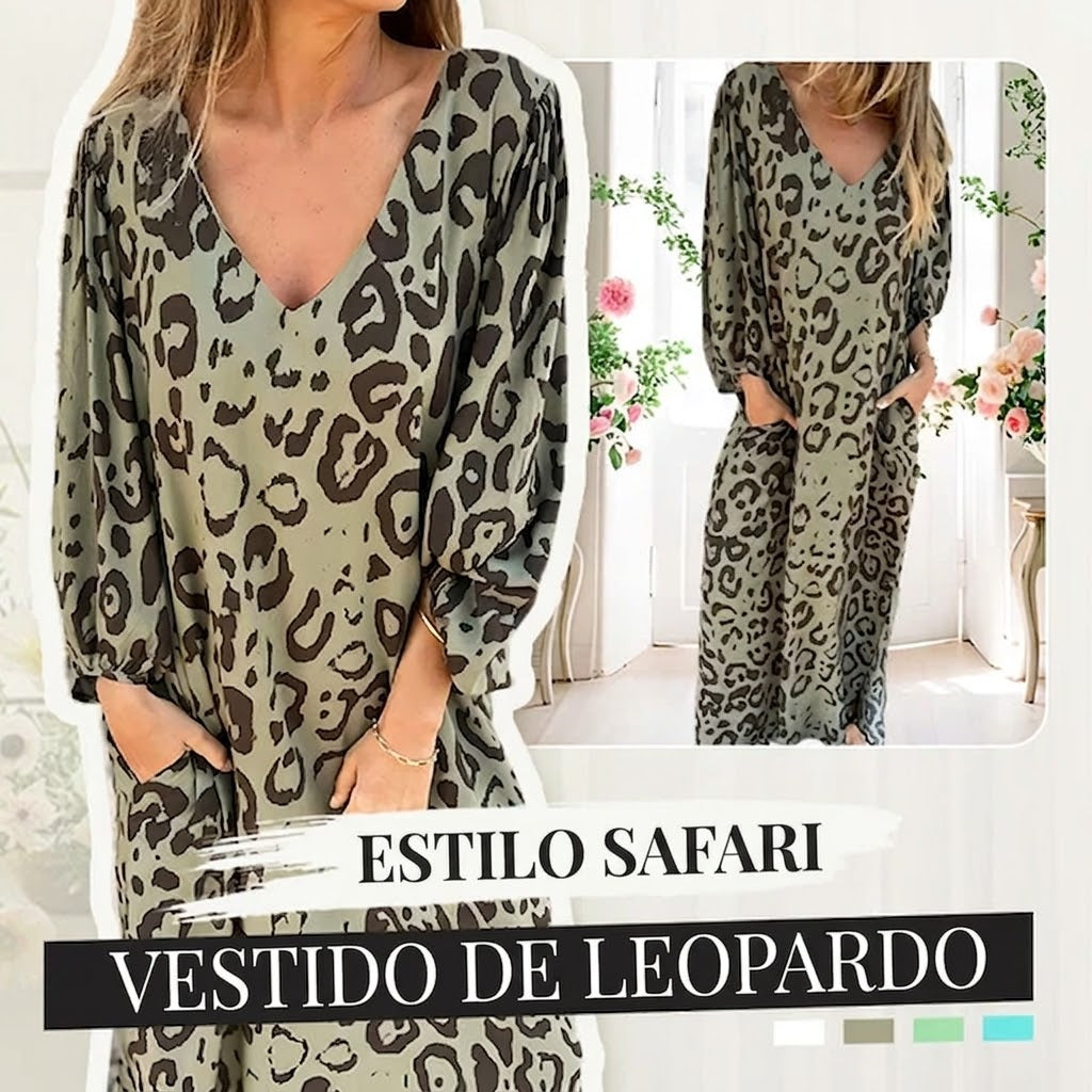 Vestido Safari Chic con estampado de leopardo