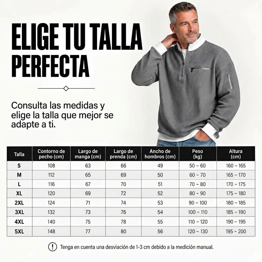 Enzo | Jersey de punto waffle con media cremallera