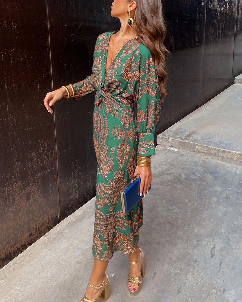 NATALIA™ |  VESTIDO MIDI ELEGANTE CON ESTAMPADO ATEMPORAL