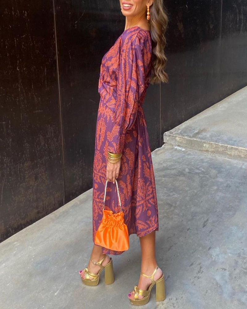 NATALIA™ |  VESTIDO MIDI ELEGANTE CON ESTAMPADO ATEMPORAL