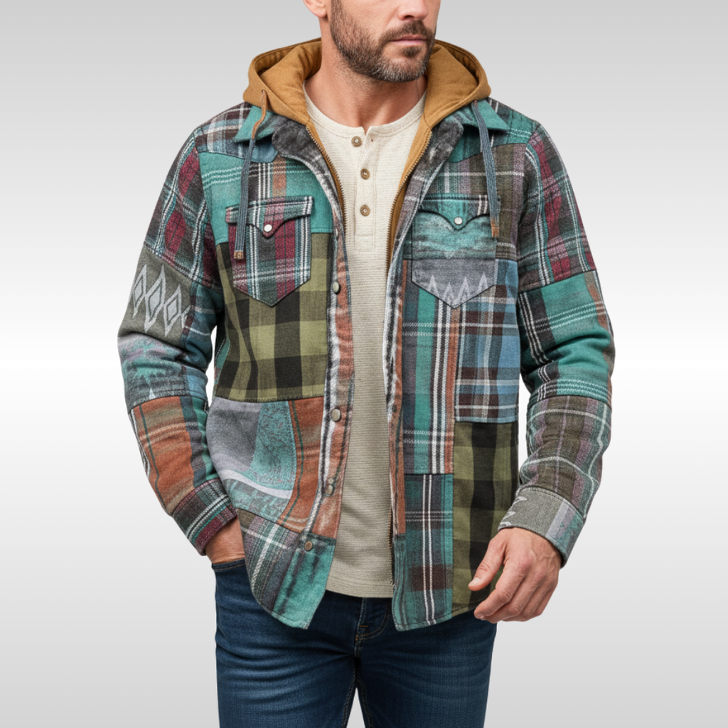 RICHARD | CHAQUETA DE CUADROS CON CAPUCHA