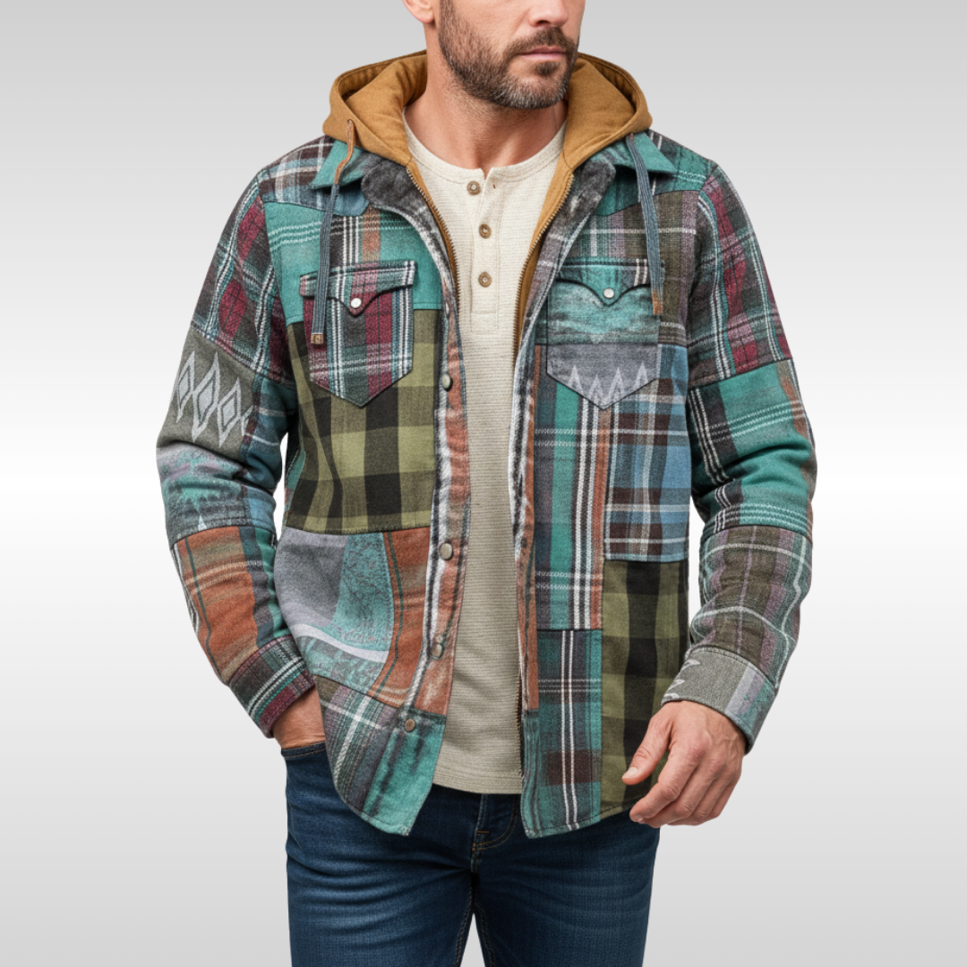 RICHARD | CHAQUETA DE CUADROS CON CAPUCHA