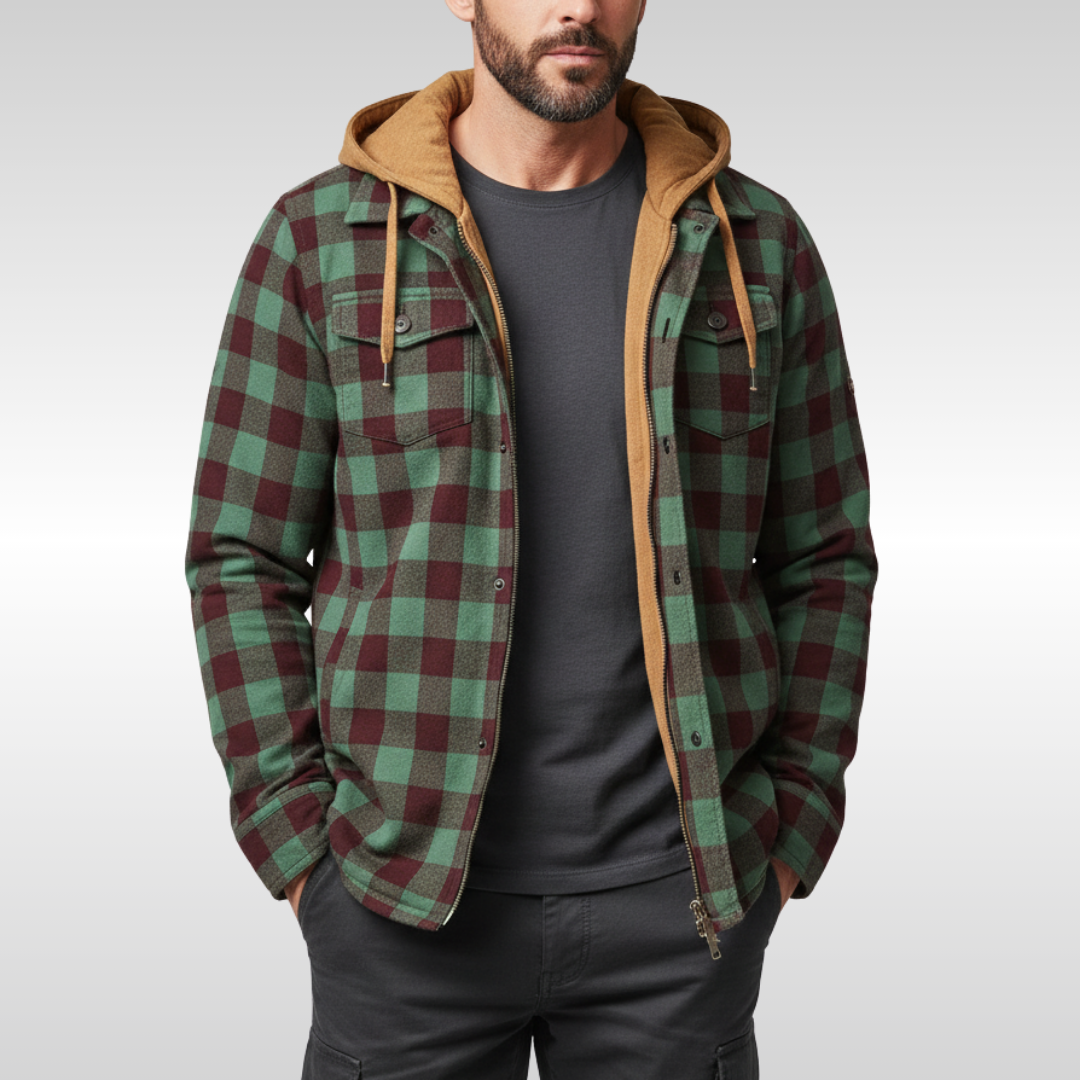 RICHARD | CHAQUETA DE CUADROS CON CAPUCHA