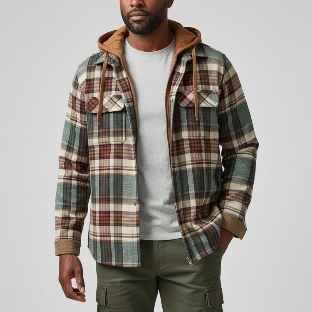 RICHARD | CHAQUETA DE CUADROS CON CAPUCHA