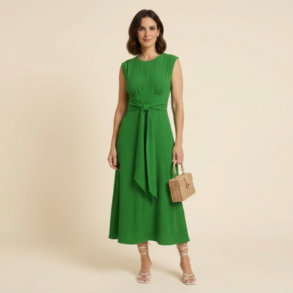 Vestido elegante sin mangas con cintura ajustable