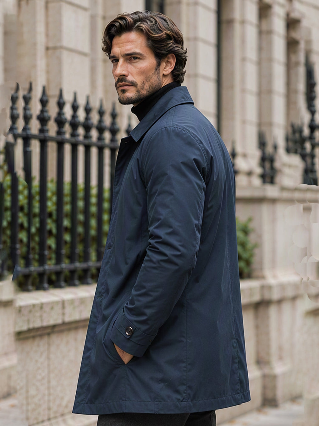 Mateo|Gabardina impermeable de media longitud para hombre