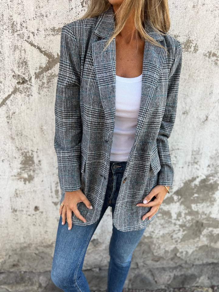 Ruth |  Blazer de Cuadros Casual con Solapas