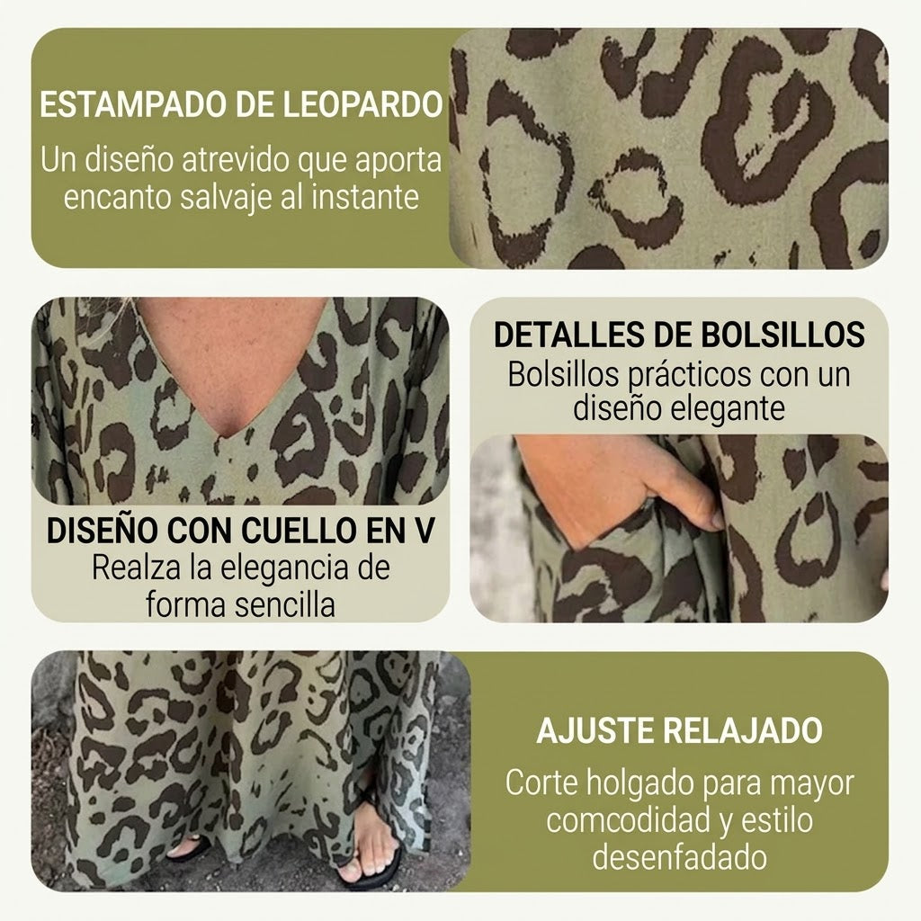 Vestido Safari Chic con estampado de leopardo