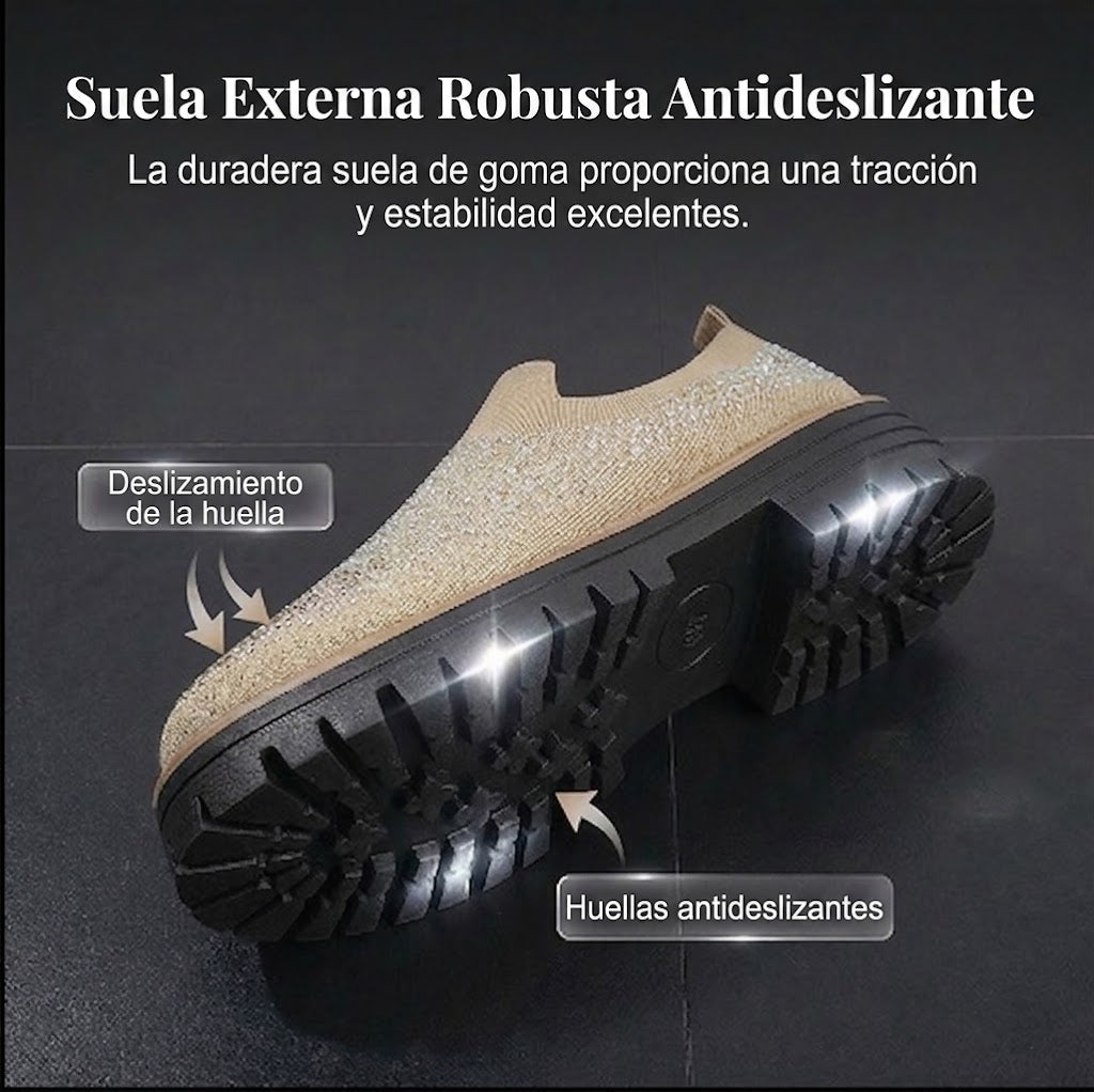 Federica | Mocasines para mujer – Suela de plataforma, adornados con strass, modernos y cómodos para la primavera