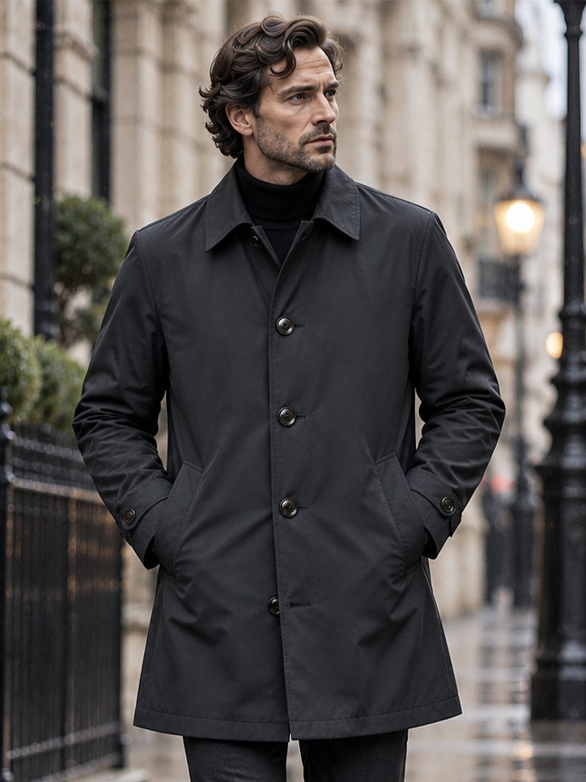 Mateo|Gabardina impermeable de media longitud para hombre