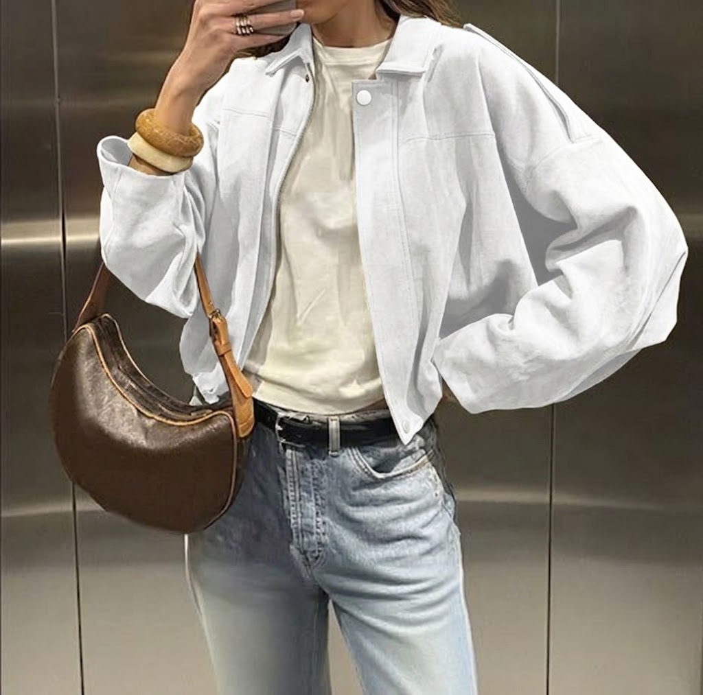 Andrea | Chaqueta estilo piloto con efecto ante para mujer
