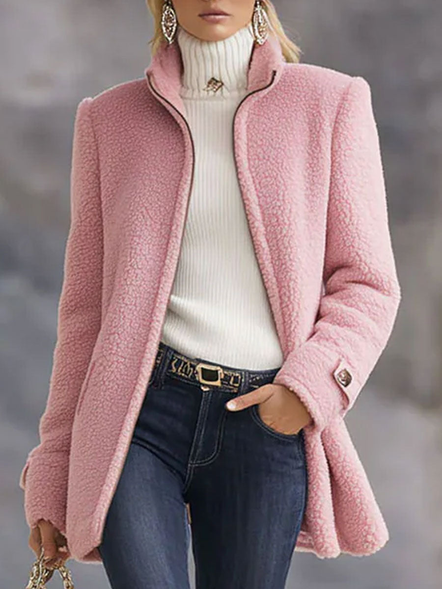 Paula | Chaqueta polar rosa vintage con cremallera