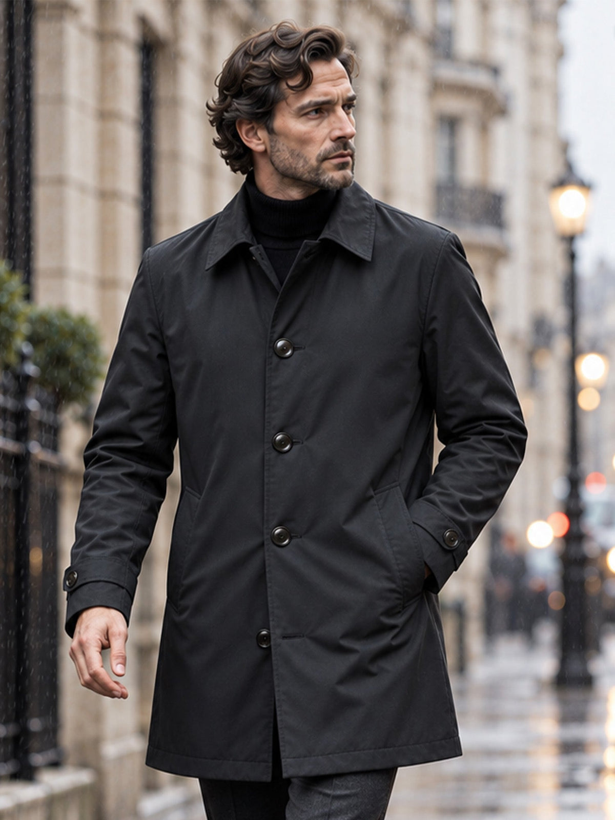 Mateo|Gabardina impermeable de media longitud para hombre