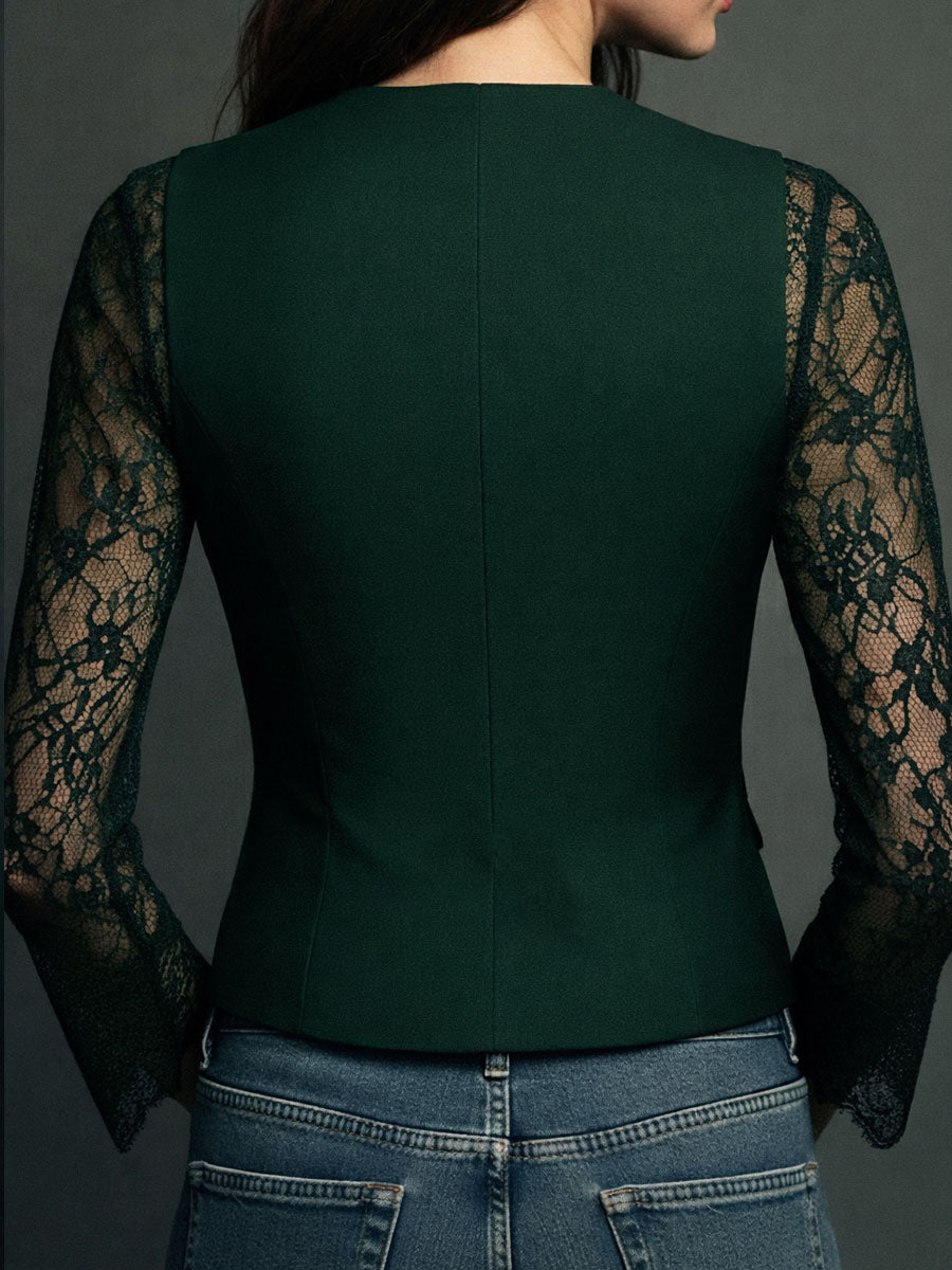 Noemi | Blazer negra con mangas semitransparentes