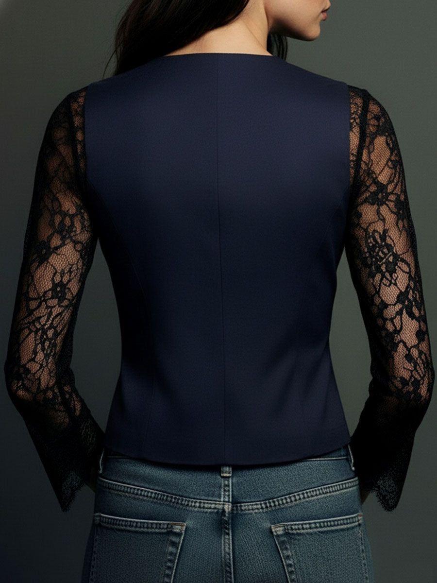 Noemi | Blazer negra con mangas semitransparentes