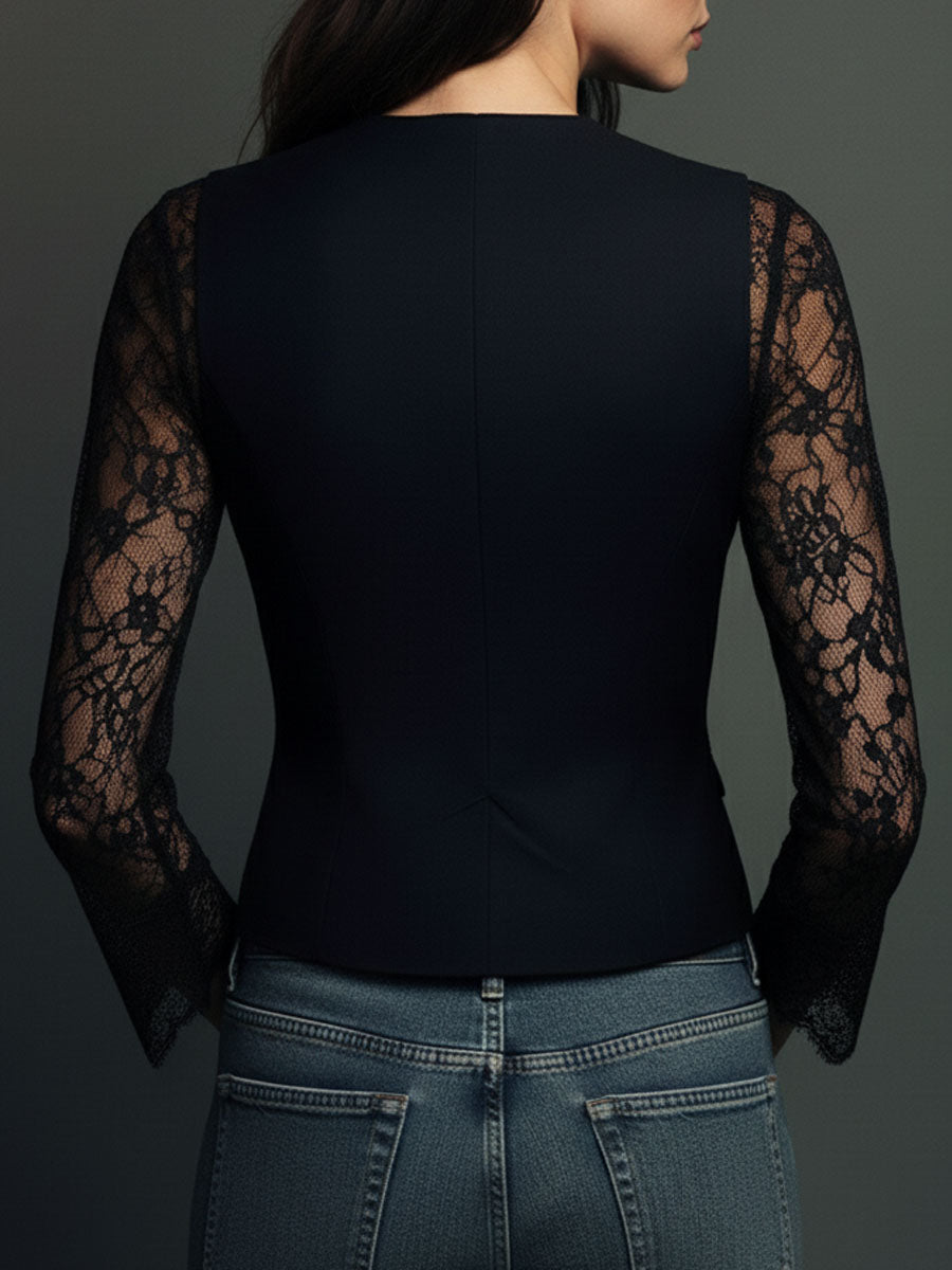 Noemi | Blazer negra con mangas semitransparentes