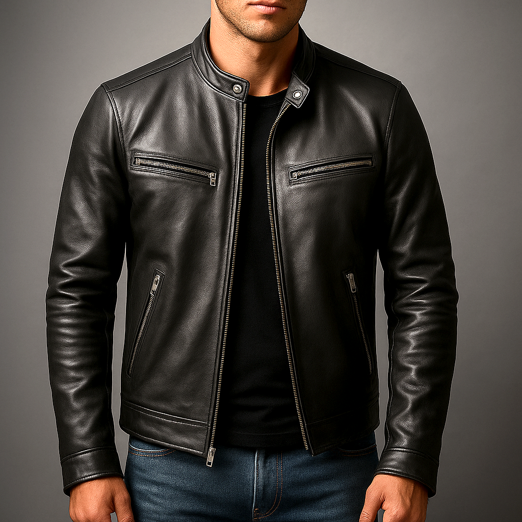 RECIO | Chaqueta vintage de cuero PU con cremallera