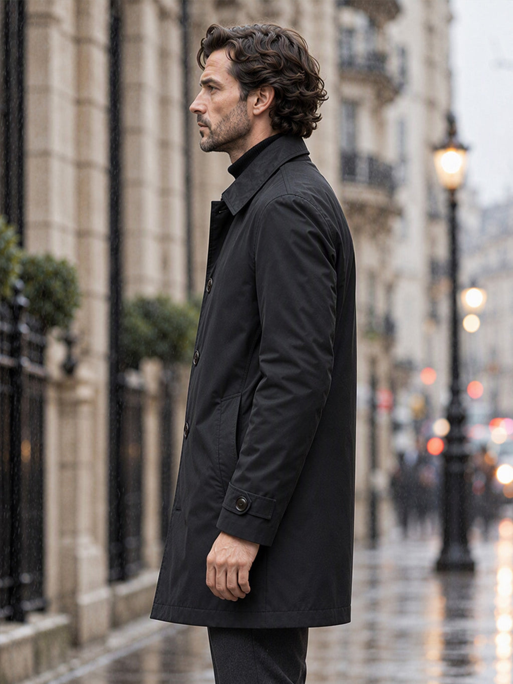 Mateo|Gabardina impermeable de media longitud para hombre