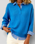 Berta | Jersey de punto con detalle de camisa a cuadros