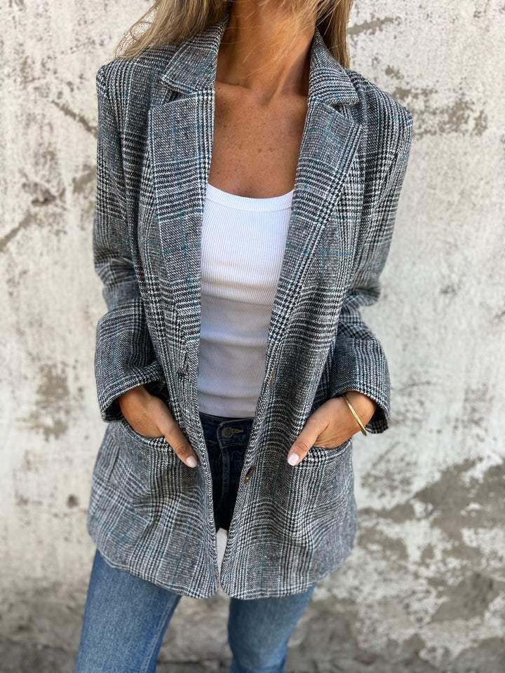 Ruth |  Blazer de Cuadros Casual con Solapas