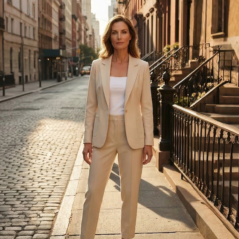 Berenice | Traje de negocios para mujer: americana con cuello y pantalón, estilo clásico y ajuste transpirable.