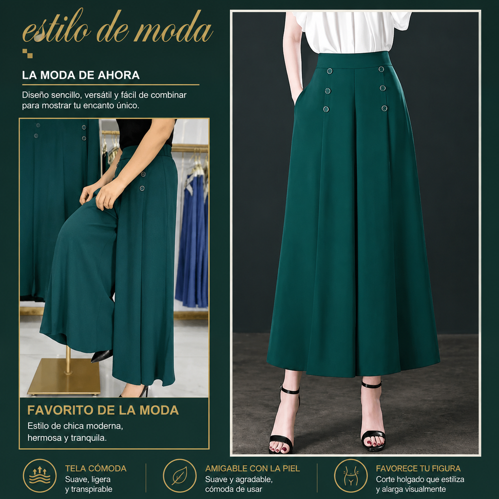 Pantalones de pierna ancha para mujer, estilo elegante y versátil