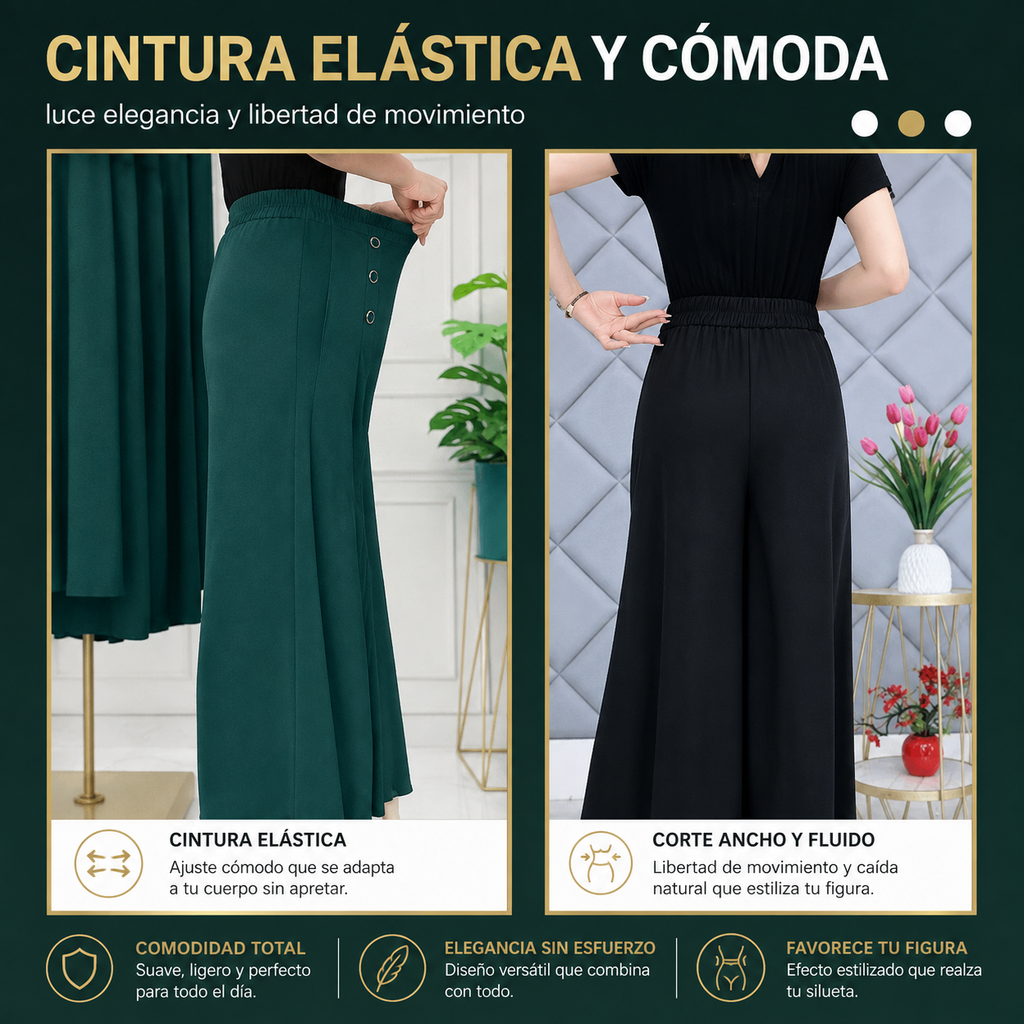 Pantalones de pierna ancha para mujer, estilo elegante y versátil