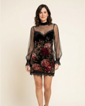Lucía - Minivestido floral con mangas transparentes