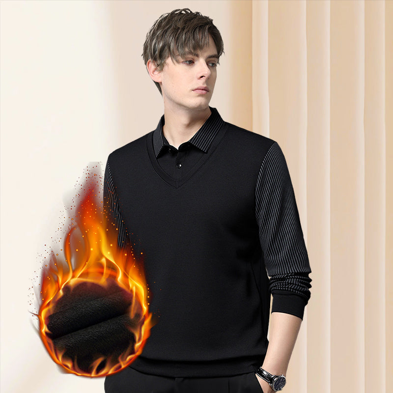 Martín | 🍂 Camisa de Cuello a Rayas 2 Piezas - Estilo Otoño/Invierno en Algodón Transpirable y Cómodo 👔📦