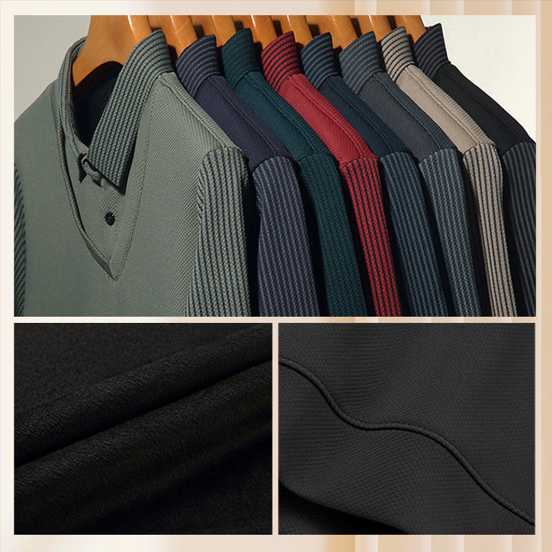 Martín | 🍂 Camisa de Cuello a Rayas 2 Piezas - Estilo Otoño/Invierno en Algodón Transpirable y Cómodo 👔📦