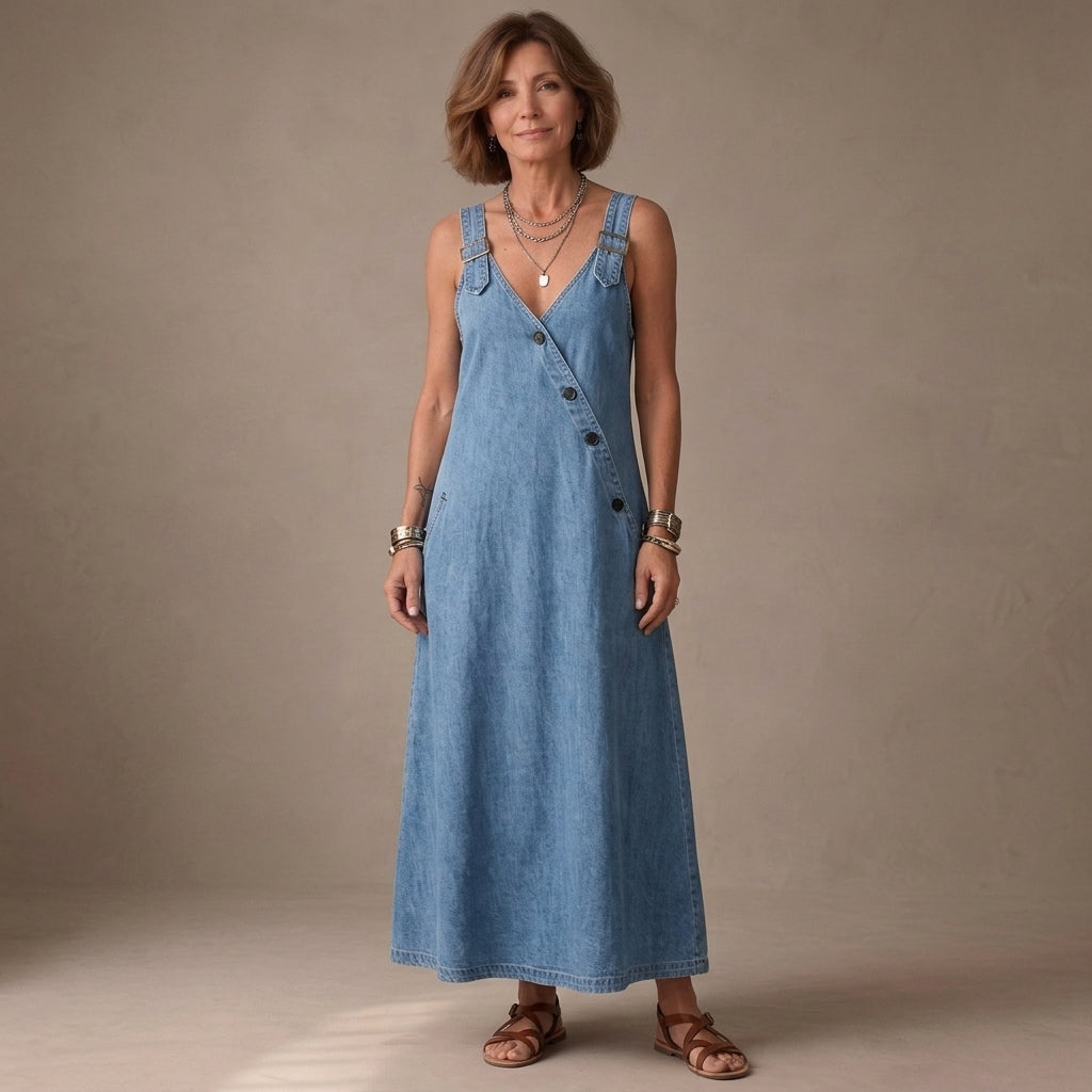 Vera | Vestido largo vaquero abotonado