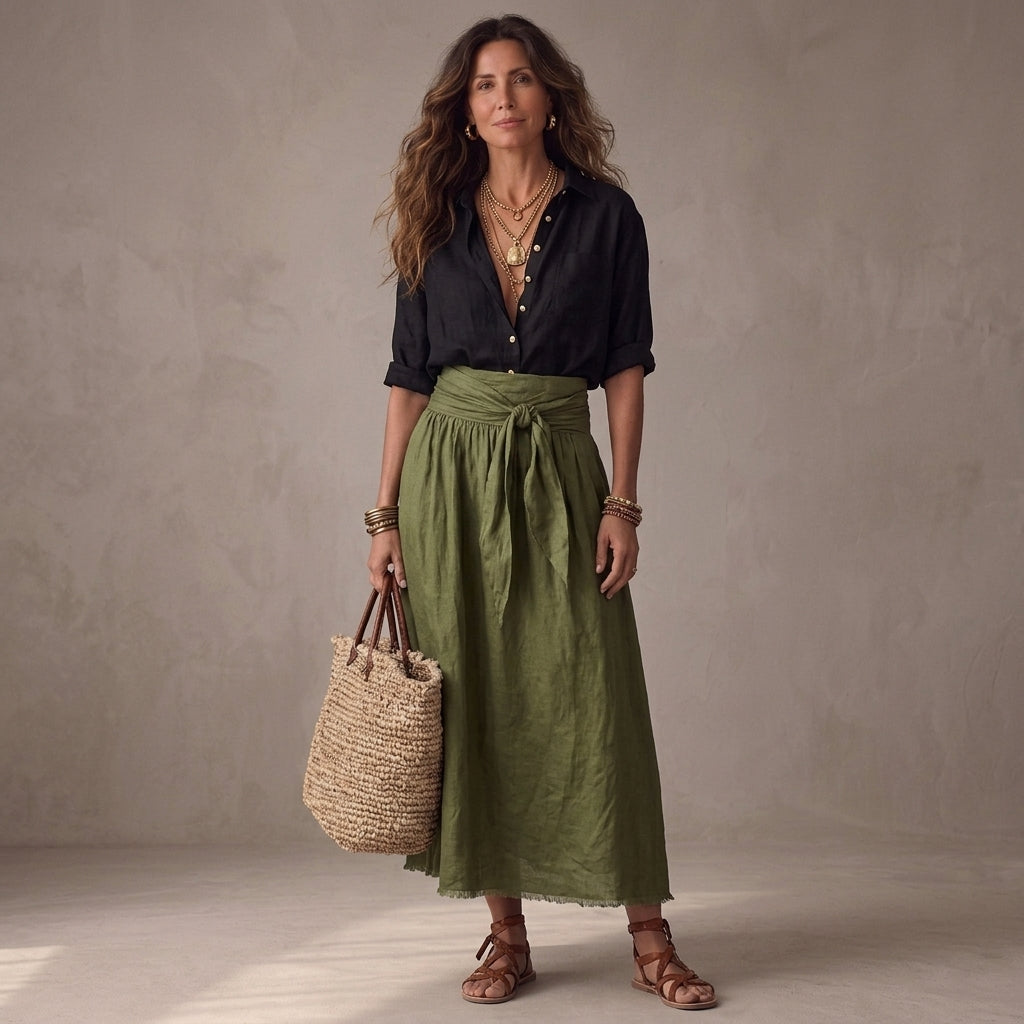 Martina | Elegante Vestido Largo Asimétrico de Caída Fluida