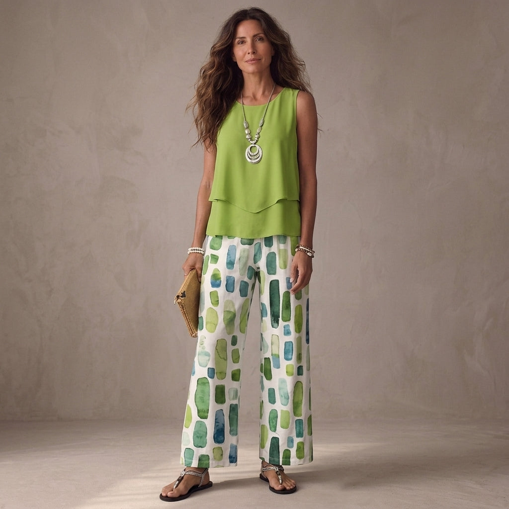 Cecilia | Conjunto de Palazzo Floral Fluido