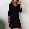 Karina | Vestido de punto de manga larga para mujer con escote tipo chal