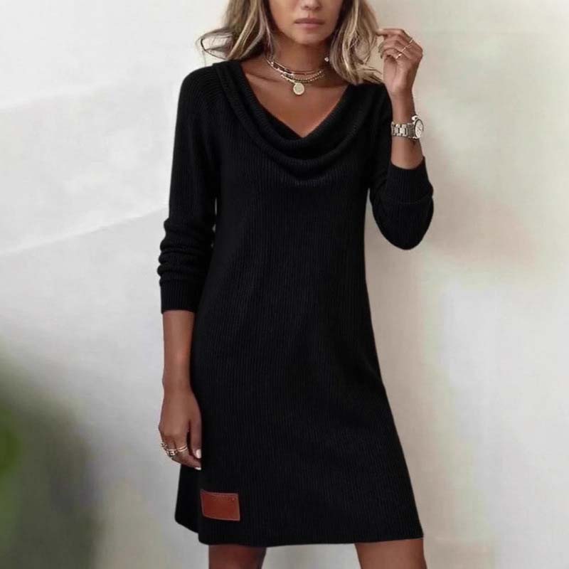 Karina | Vestido de punto de manga larga para mujer con escote tipo chal