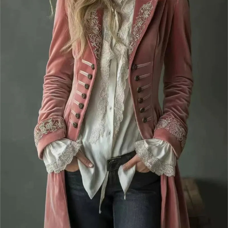 Philomena | Chaqueta larga de terciopelo bordado