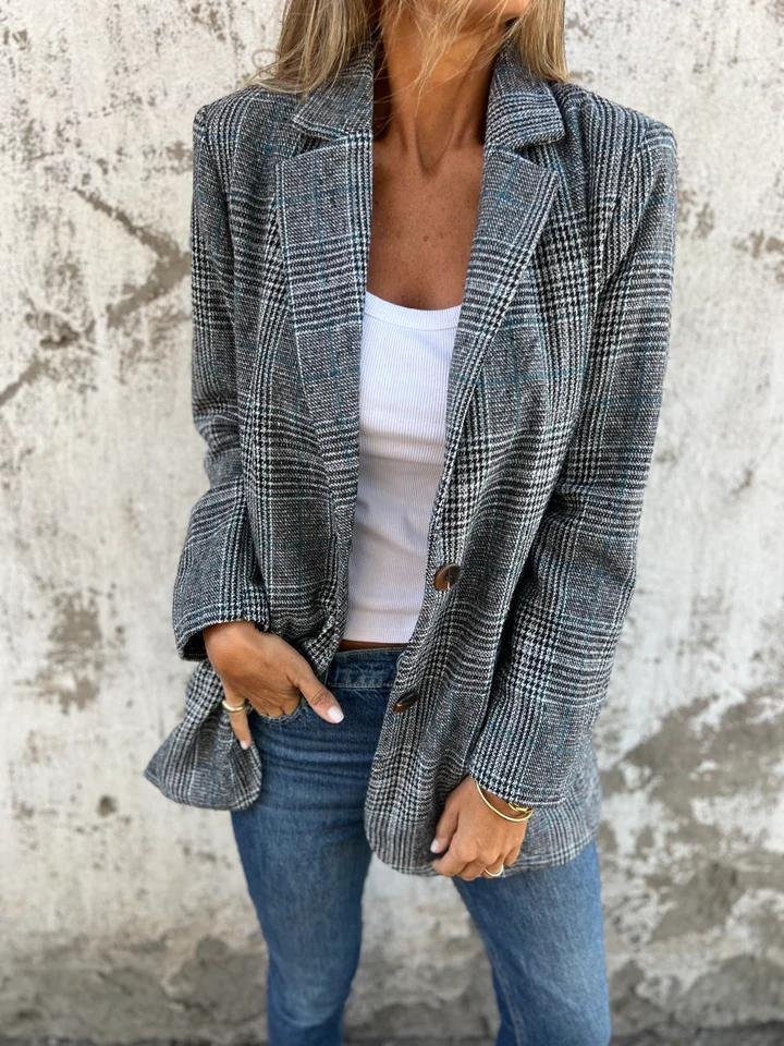 Ruth |  Blazer de Cuadros Casual con Solapas