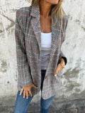 Ruth |  Blazer de Cuadros Casual con Solapas