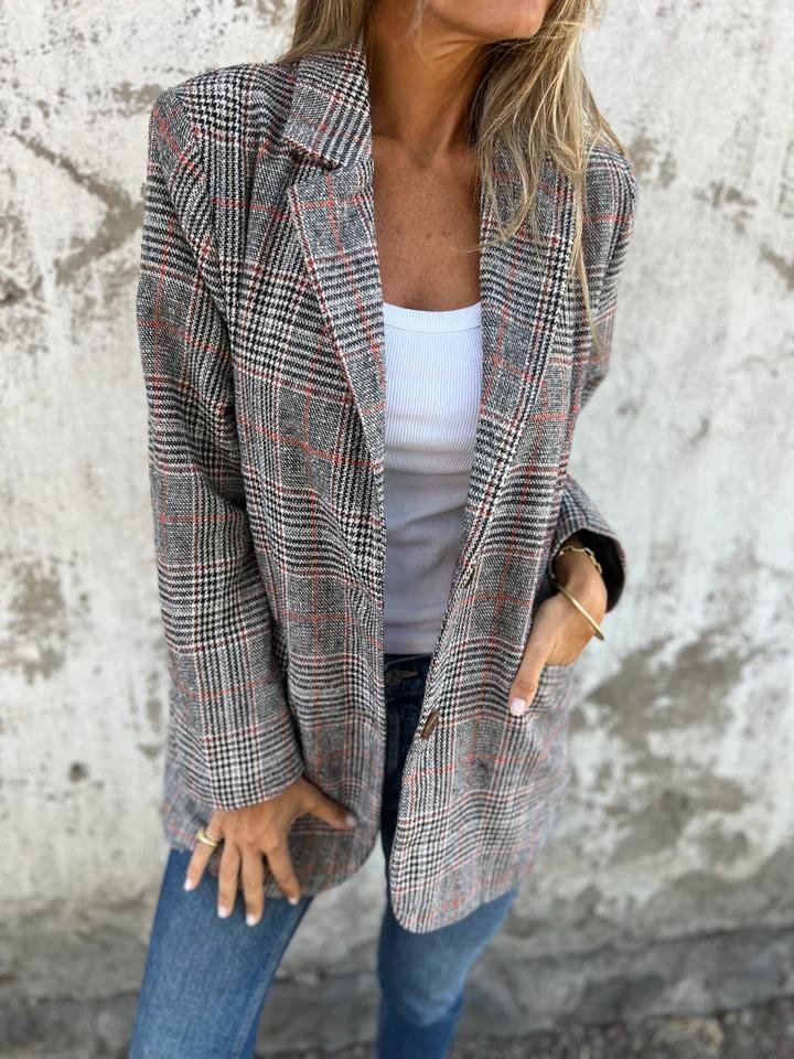Ruth |  Blazer de Cuadros Casual con Solapas