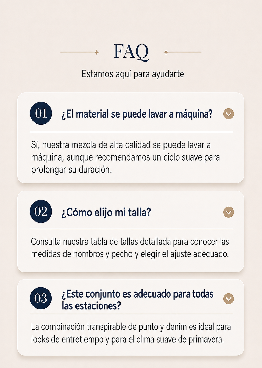 Abrigo de punto y denim para mujer — preguntas frecuentes